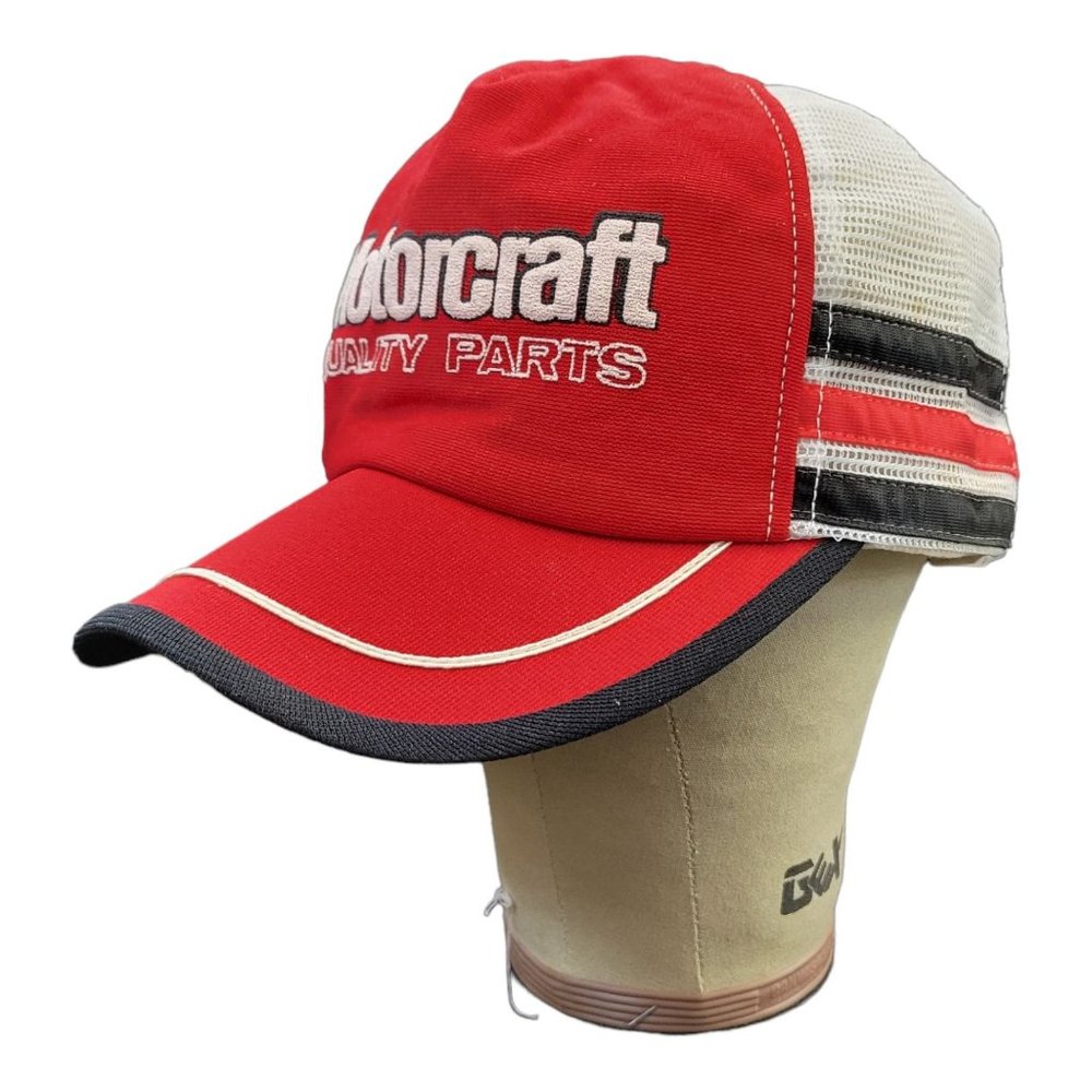 Vintage Motorcraft Quality Parts 3 Stripe Trucker Hat Mesh Snapback Cap USA READ